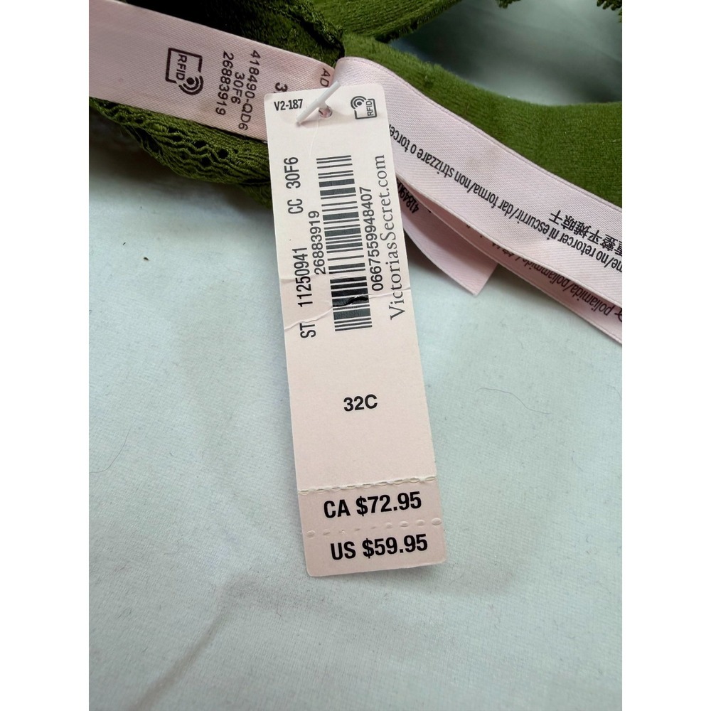 Victoria Secret Dream Angels Lightly Lined Demi Bra Green Sz 32C NWT - Picture 5 of 8